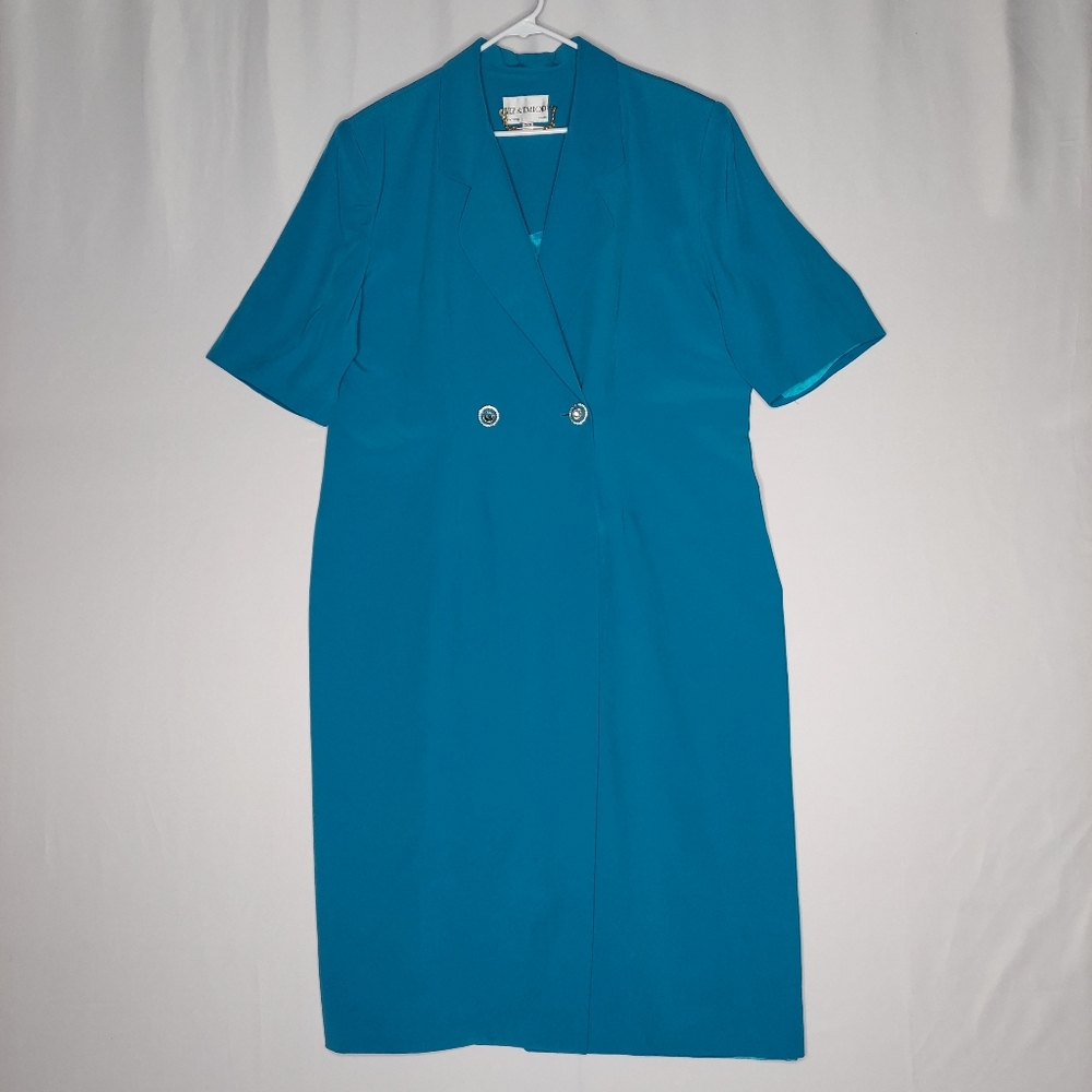 Lily & Taylor Dress 22 Short Sleeve Double-Breasted Crystal Button V-Collar Midi